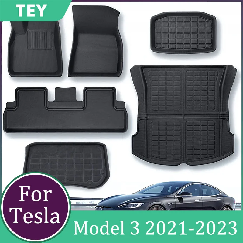 

Коврик для багажника Tesla Model3, аксессуары Tesla Model 3 2021, задний лоток для груза, водонепроницаемый защитный коврик для салона автомобиля