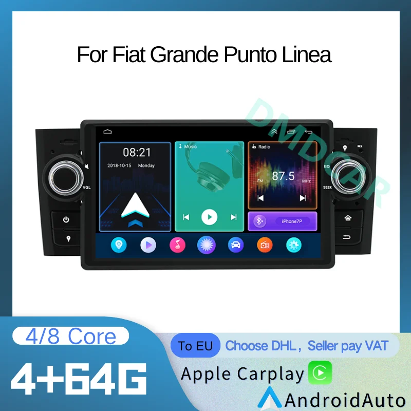 

AndroidAuto Car Radio Multimidia Video Player Carplay LCD Screen For Fiat Grande Punto Linea 2007-2012