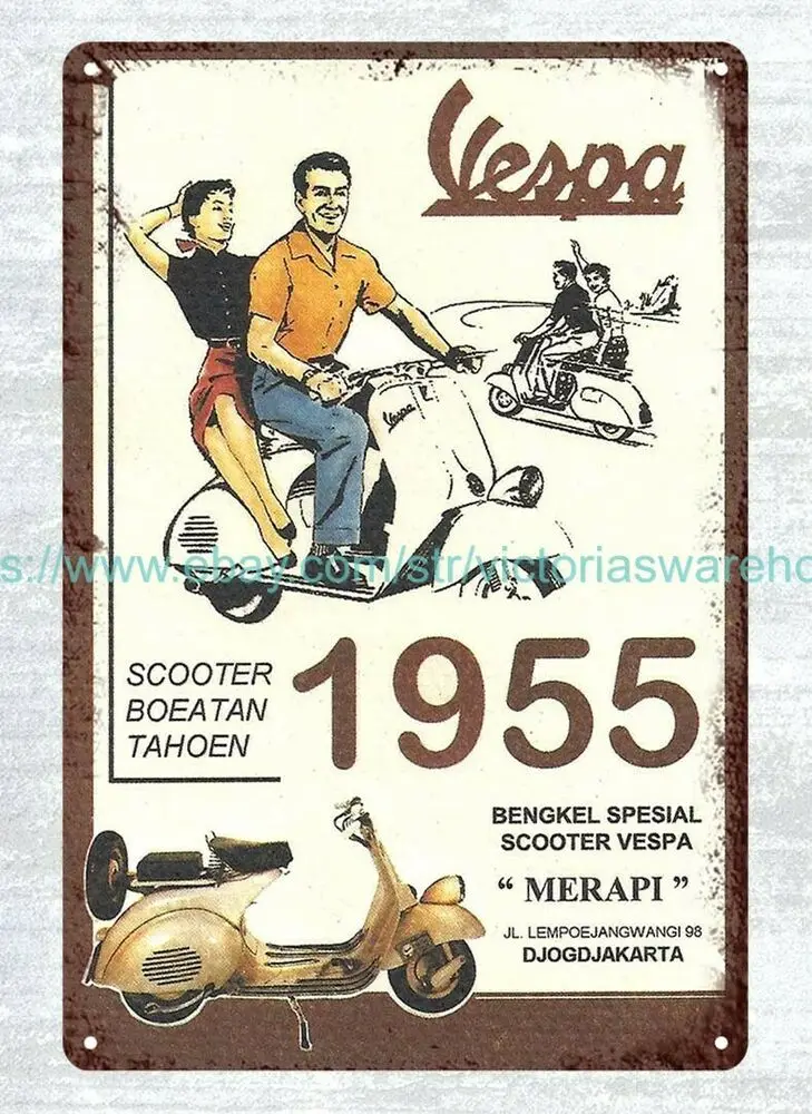 

Винтажная репродукция знаков VESPA scooter 1955 металлический жестяной знак