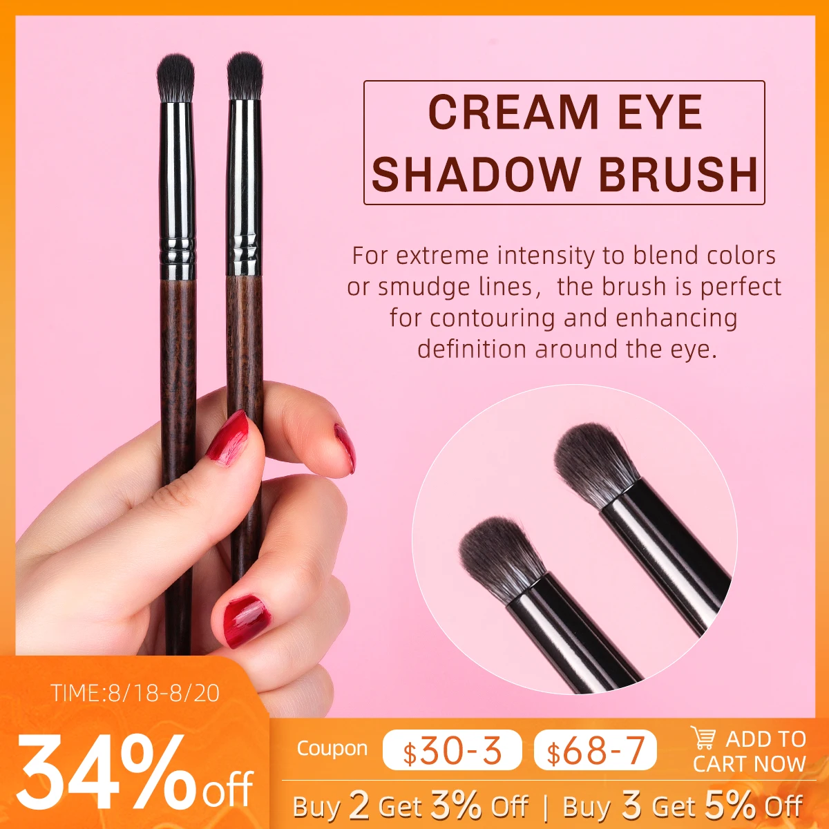 BETHY BEAUTY N48 2PCS Blender Brush Cream Shadow Crease Make