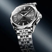 famous business style automatic mens mechanical wrist watch dual calendar tungsten steel man clock 30 meter waterproof