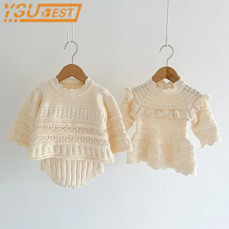 

Toddler Baby Girls Sister Clothes Baby Jumpsuit Girl Spring Autumn Sweater Romper Dress Jumpsuit Solid Color Baby Girls Clothing