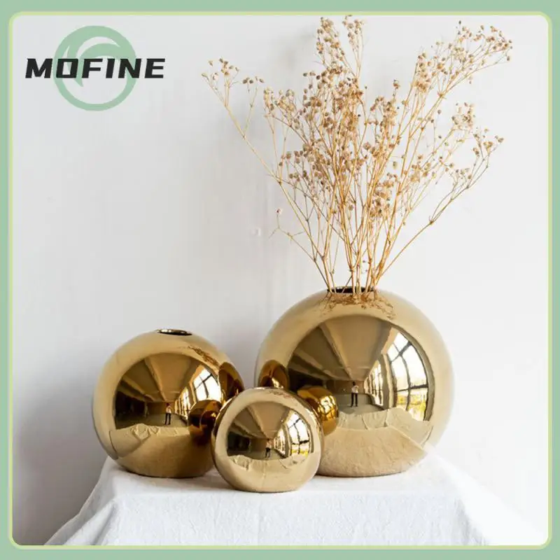 

Sphere Celebration Decoration Gifts Decoration Ornaments Vase Nordic Golden Ceramic Vase Electroplating Gold Home Decoration