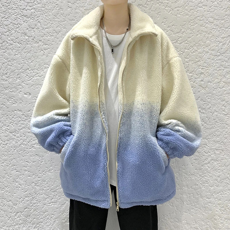 EOENKKY/Men Oversized Hoodie Lamb Wool Coat Men's Thick Winter Padded Jacket Casual New Korean Loose Warm Cotton Outerwear