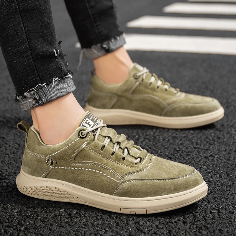 Men Shoes fashion Genuine Leather Loafers Breathable Autumn lace up comfortable Casual Outdoor Sneakers shoes size 47 | Обувь