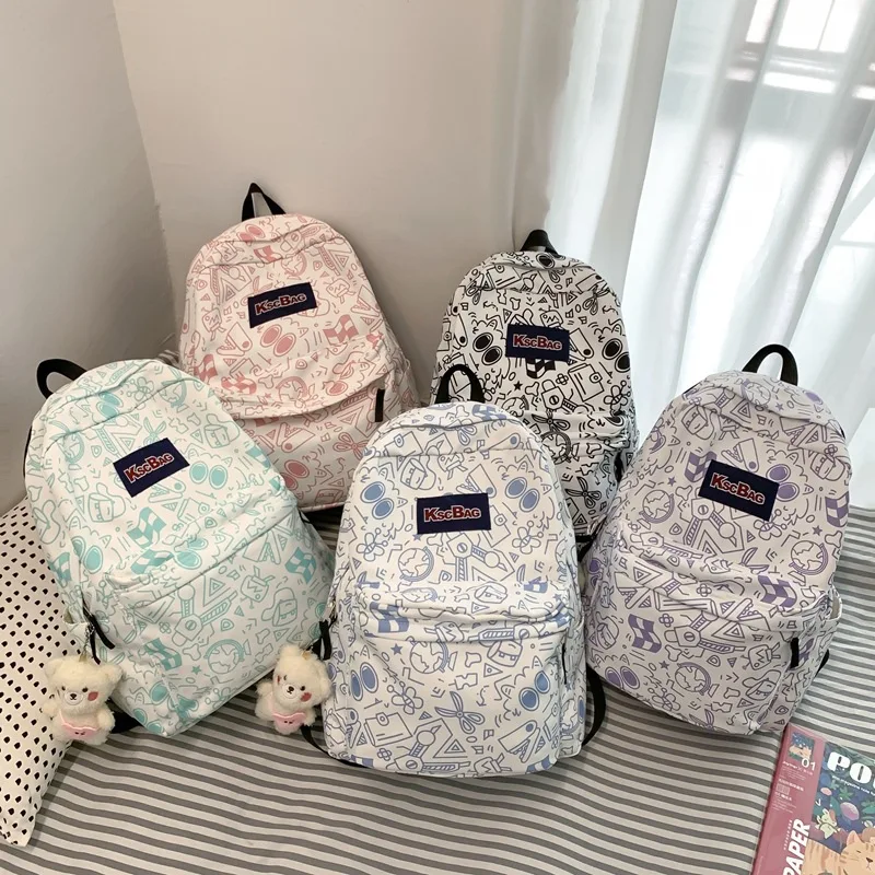 

Feminina Backpack Fashion Individual Cartoon Individual Scrawly Backpacks For School Children Mochila Desenho Animado 015