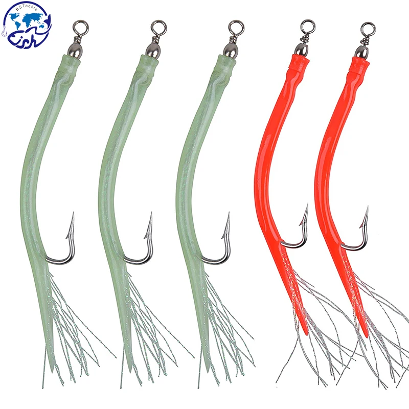 

10PCS Classic Striped Bass Tube Lures with Stainless Steel Hook Swivel for Offshore Trolling