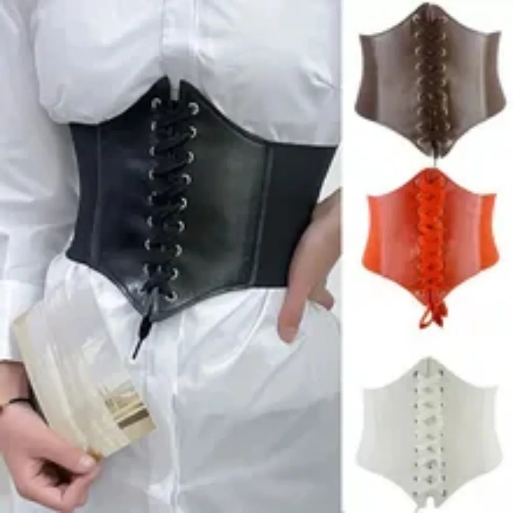 

Women Elastic Wide Corset Belts Faux Leather Slimming Shaping Girdle Belt Tight High Waist Versatile for Daily Bustier Corsets
