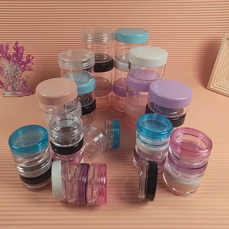 

10Pcs Empty Plastic Make up Jars 2/3/5/10/15/20 Gram Clear Travel Cosmetic Container Pots Facial Cream Sample Bottles With Lids