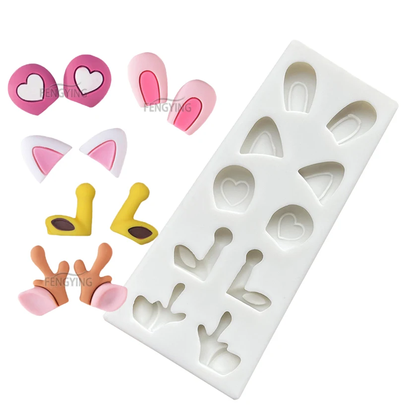 

Силиконовая форма с ушками кролика кота медведя оленя