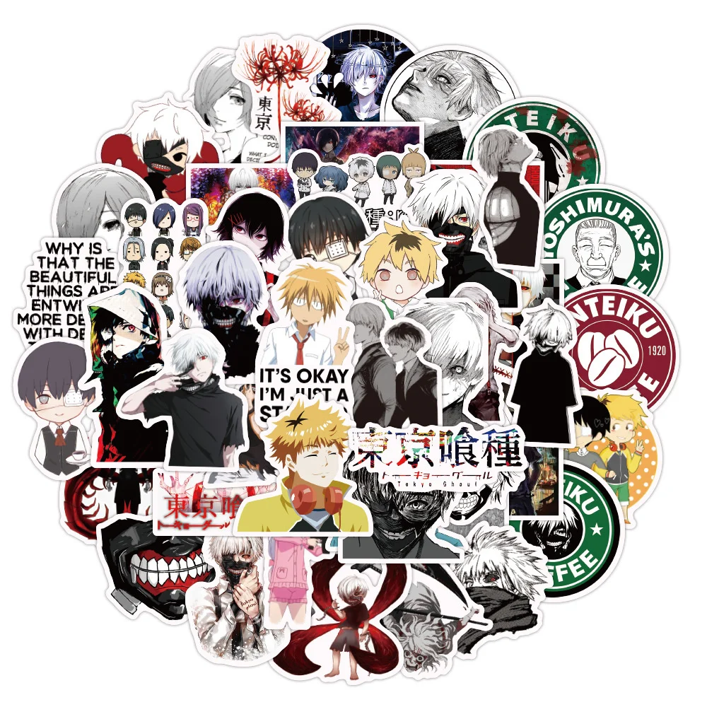 

10/30/50PCS Animation Tokyo Ghoul Graffiti Waterproof Sticker Personalized Creative Decoration Trend Skateboard Guitar Wholesale