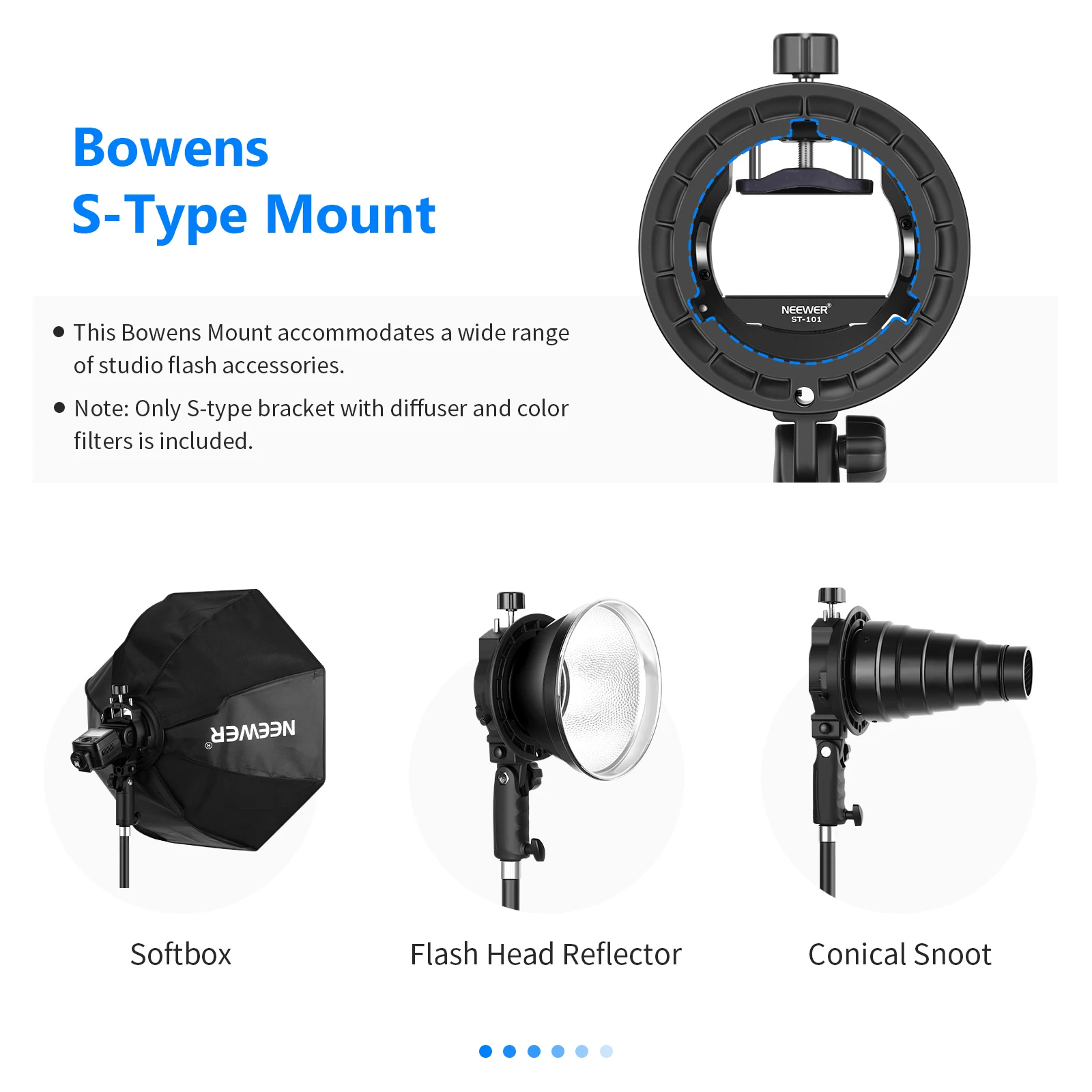 Держатель вспышки Neewer Speedlite S-Type с цветными фильтрами для NW625 NW635 NW645 NW655 NW-670 750II V1 |