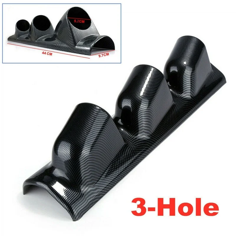 

2" 52mm 3-Hole Car A Pillar Dash Gauge Pod Mount Frame Cover Carbon Fiber Style