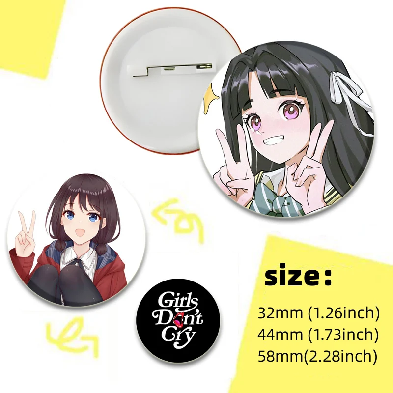 32/44/58mm Round Anime Brooches GIRLS BAND CRY Lapel Pins Cute Cartoon Handmade Badge Backpack Hat Jewelry Accessories Gifts
