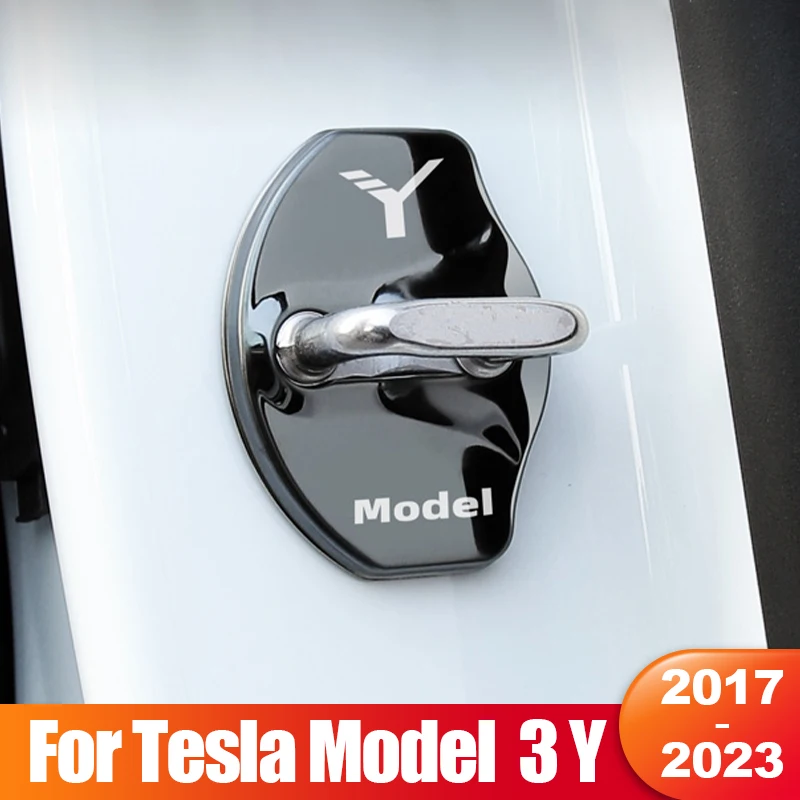 

For Tesla Model 3 Y 2017- 2020 2021 2022 2023 Car Door Lock Buckle Trim Cover Protective Rust Sticker Accessories Model3 Three