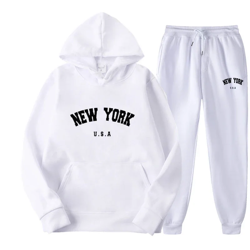 Спортивный костюм для мужчин и женщин свитшот с капюшоном штаны на шнуровке