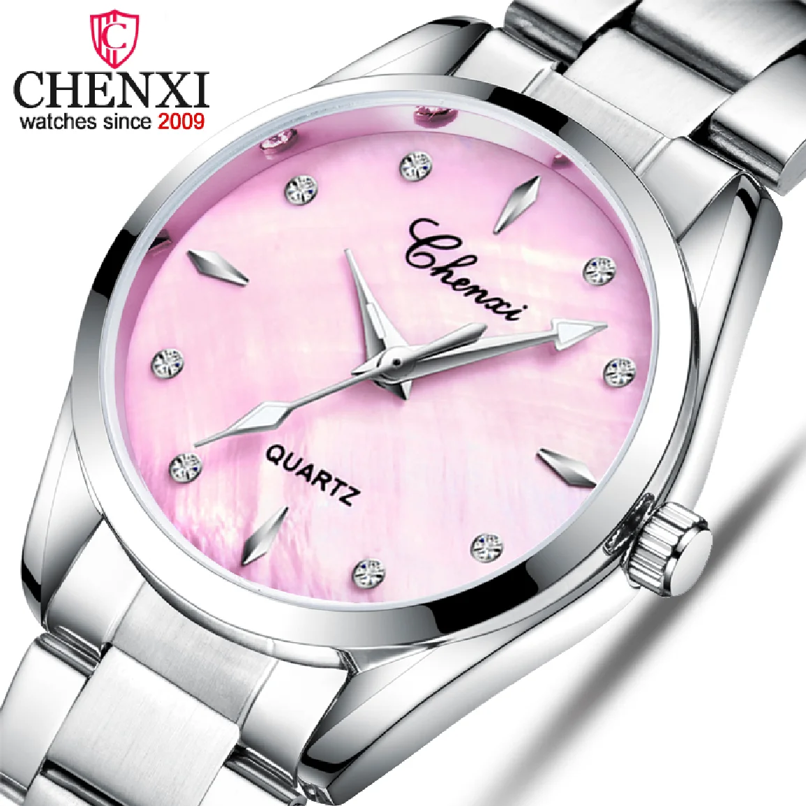 Enlarge CHENXI Women Watches Rhinestone & Shell dial Clock Quartz Wristwatches Ladies Top Luxury Brand Fashion Watch montre femme