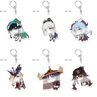 anime genshin impact venti key chains acrylic figure keyrings xiao%c2%a0scaramouche cosplay keychain for bags pendant decoration gift