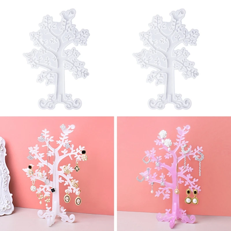 

N1HE Tree Stand Mold Jewelry Organiser Mold for Hanging Dangle Earrings Ear Studs Tree of Life Earring Holder Gifts for Girls