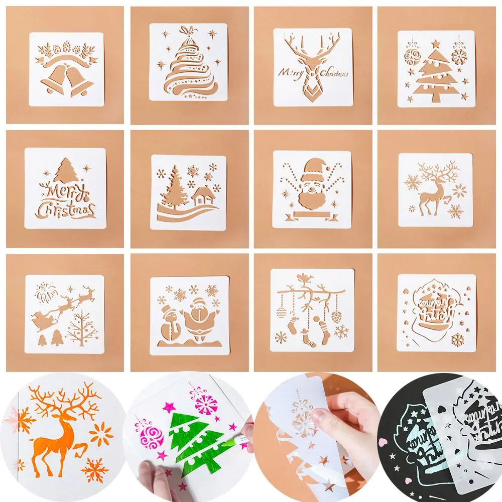 

DIY Craft Christmas Layering Stencils For Walls Painting Scrapbooking Stamp Album Decor Embossing Paper Card Template