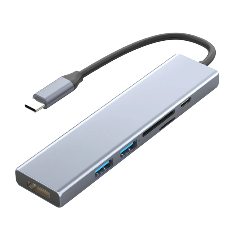 

Type C HUB Docking Station 1 Drag 6 Multifunction Adapter SD Card Reader To HDMI-Compatible Splitter USB 3.0 PD Expander