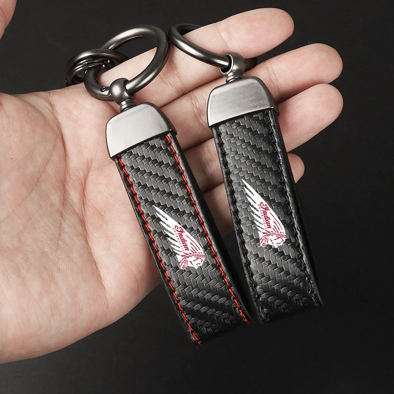 

Motorcycle Carbon Fiber Leather Keychain Horseshoe Buckle Jewelry for Indian CHIEF Chieftain Roadmaster Motorcycle Accessories