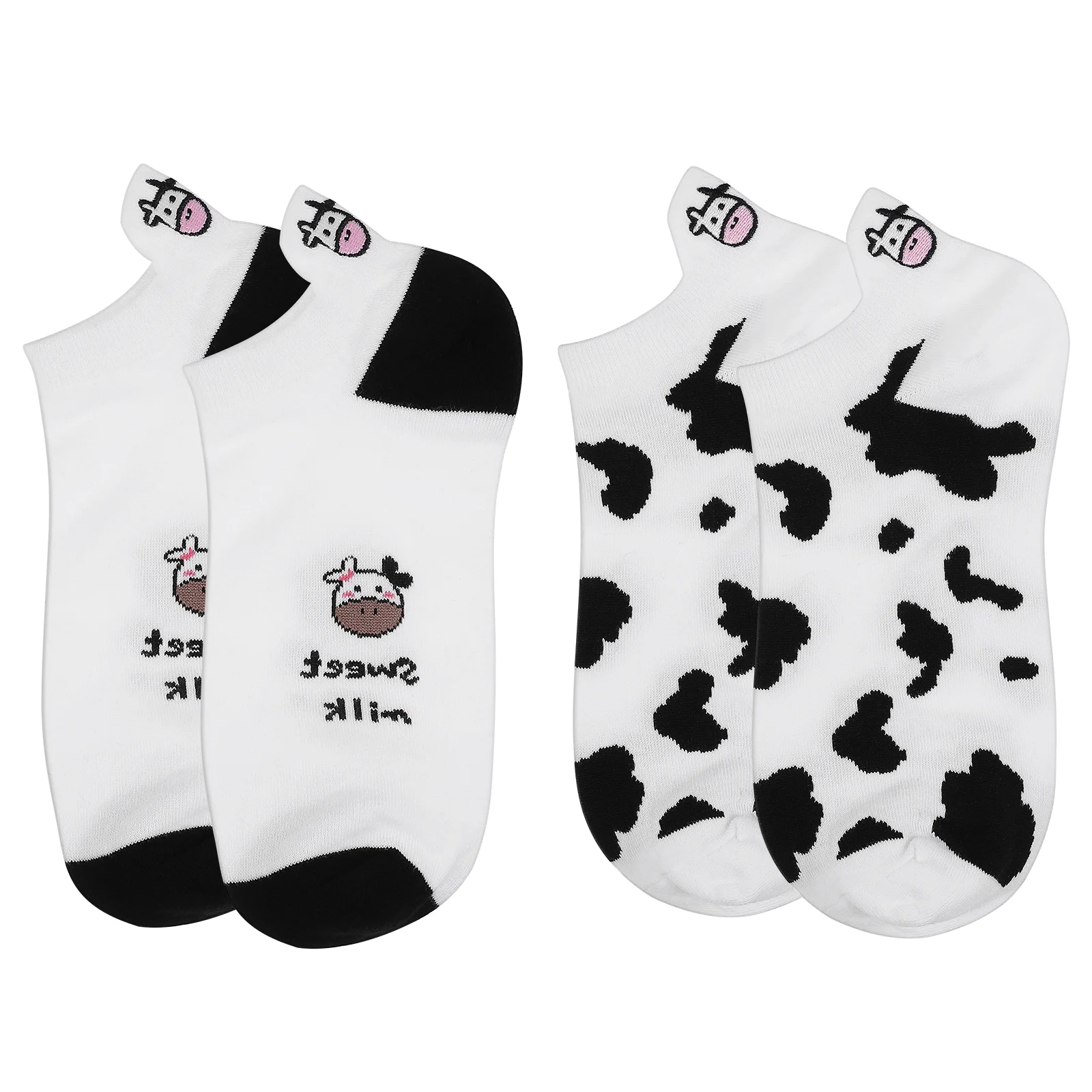

KESYOO 2 Pairs Lovely Cow Pattern Short Socks Creative Cartoon Socks Girl Anklet Sock