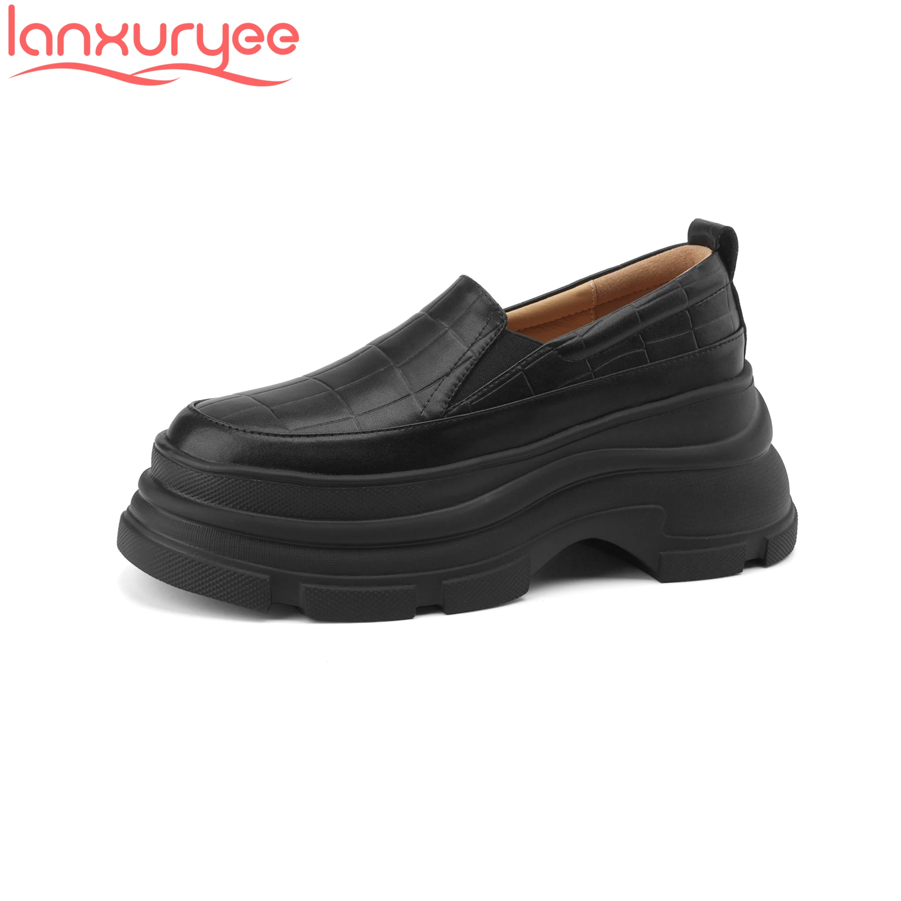 Lanxuryee 2024 фирменная обувь из коровьей кожи на толстой подошве увеличивающая рост