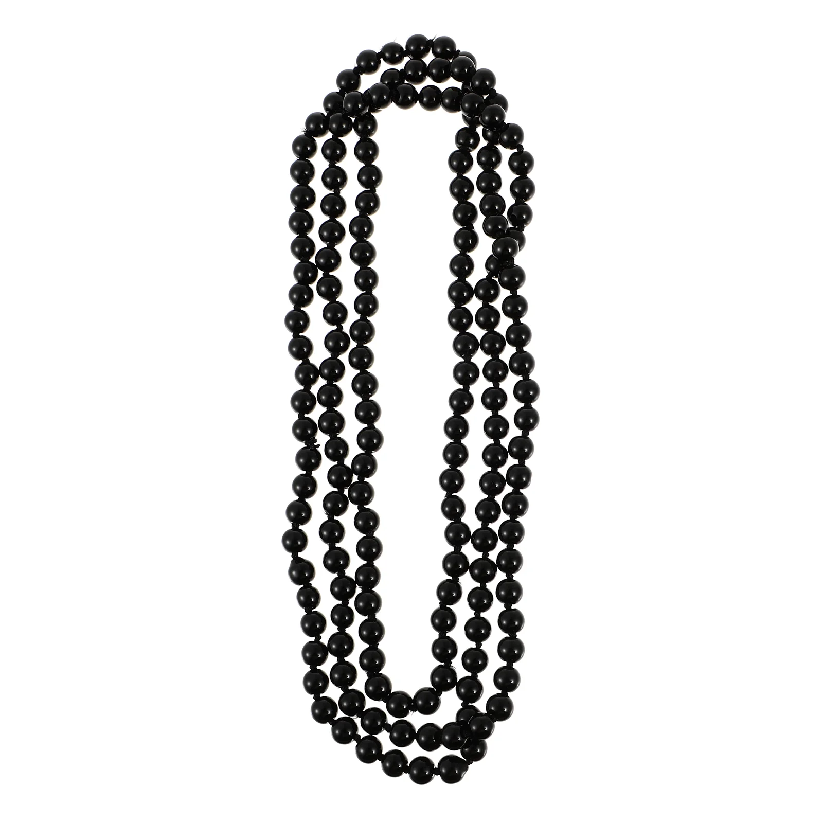 

15M Retro Women Lady Simulated Pearls Long Necklace Chain for Sweater Decoration (Black)