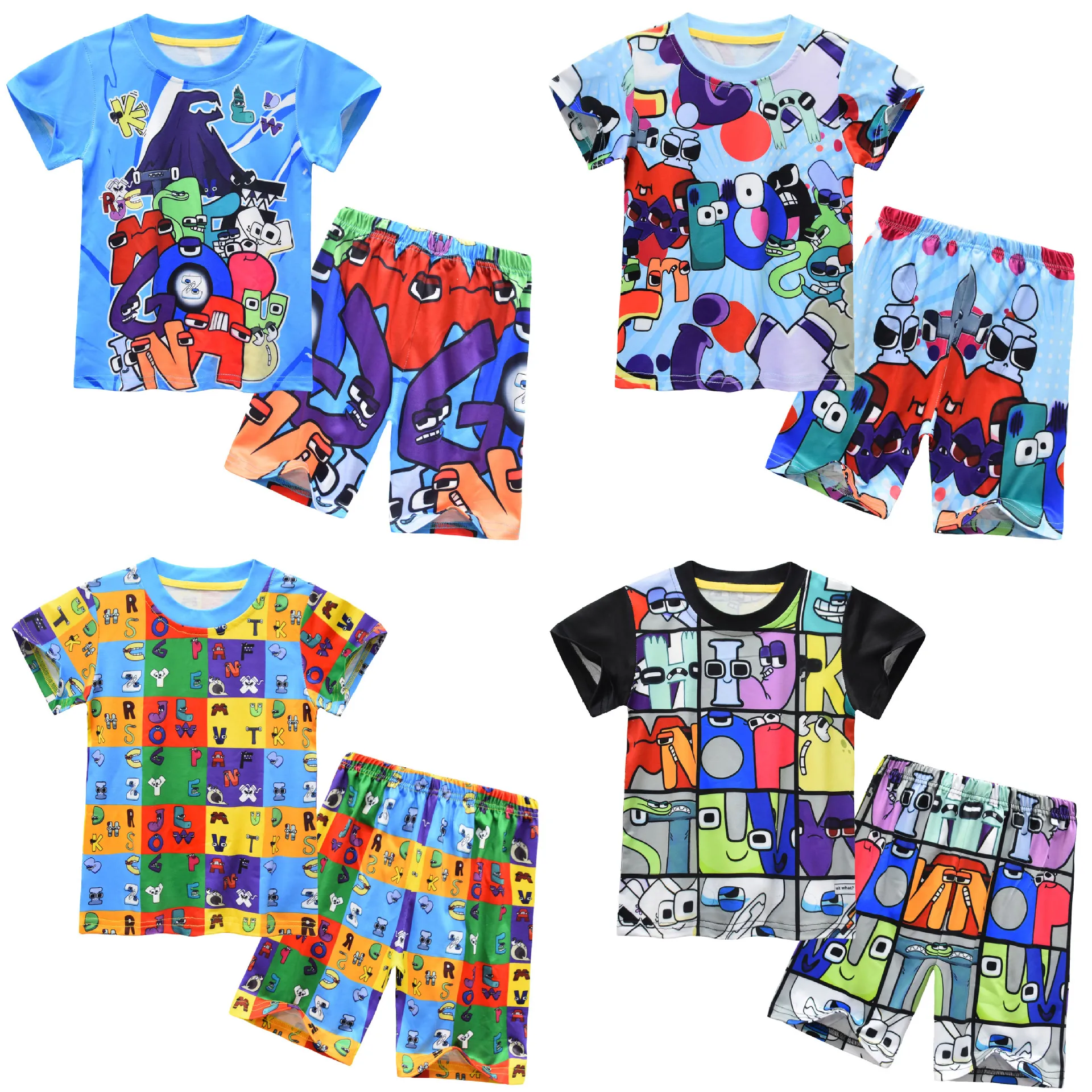 

2023 Children's Suit Digital Legend Alphabet Lore Clothing Kids Short-sleeved Home Clothes Suit Kids Boutique Clothes