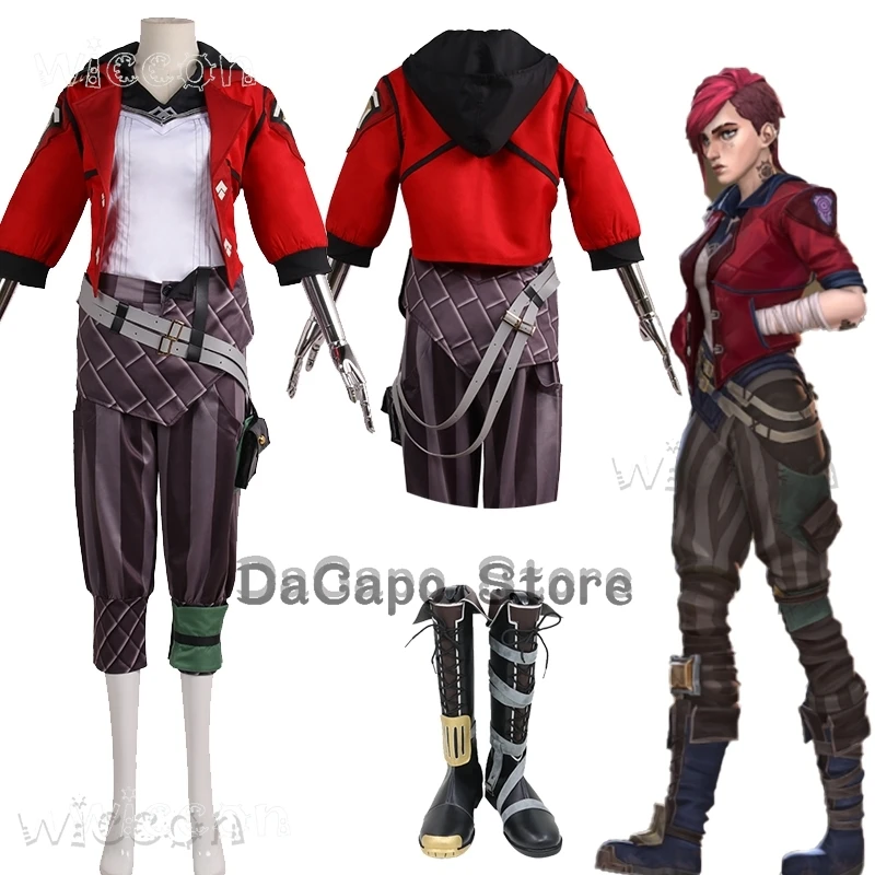 Vi Arcane Violet TV Lol Косплей Костюм Сапоги Игра Ролевая игра Женский наряд Хэллоуин