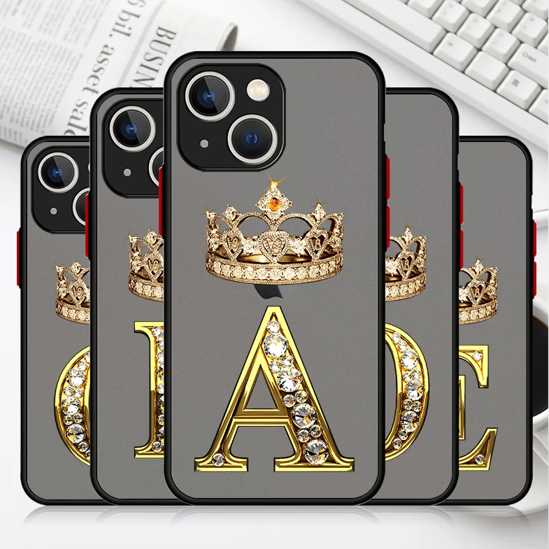 

Rose Gold Lnitial Letter A To F Phone Case For Apple iPhone 13 14 12 Mini 11 Pro Max X XS XR 7 8 Plus 6 6S SE Matte Hard Cover