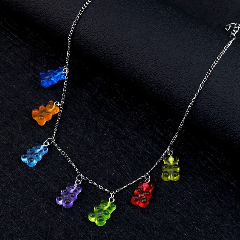Ожерелье в форме медведя с разноцветной подвеской виде животных
