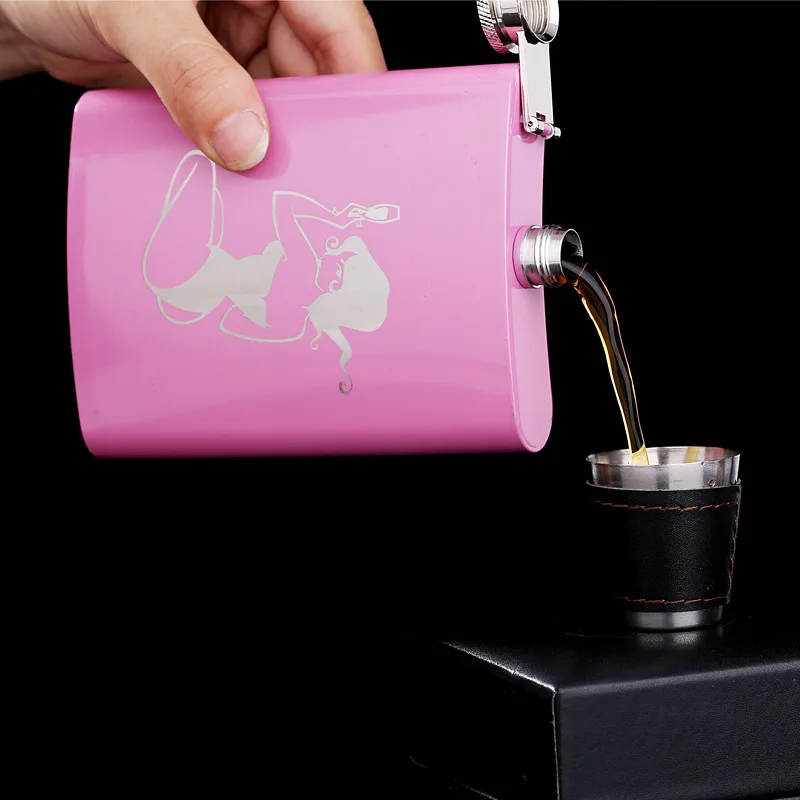 

8OZ Oz Plum Rose Red Stainless Steel Hip Flask Ladies Portable Hip Flask Creative Fashion Outdoor Portable Flask