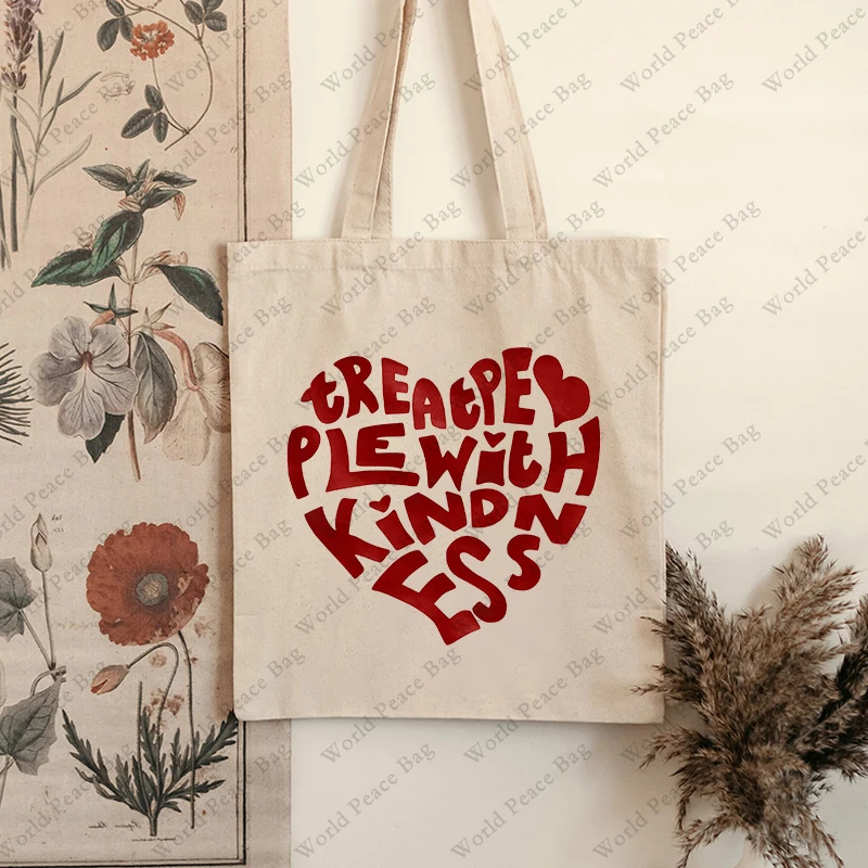 1 шт. большая Холщовая Сумка-тоут с рисунком доброго человека