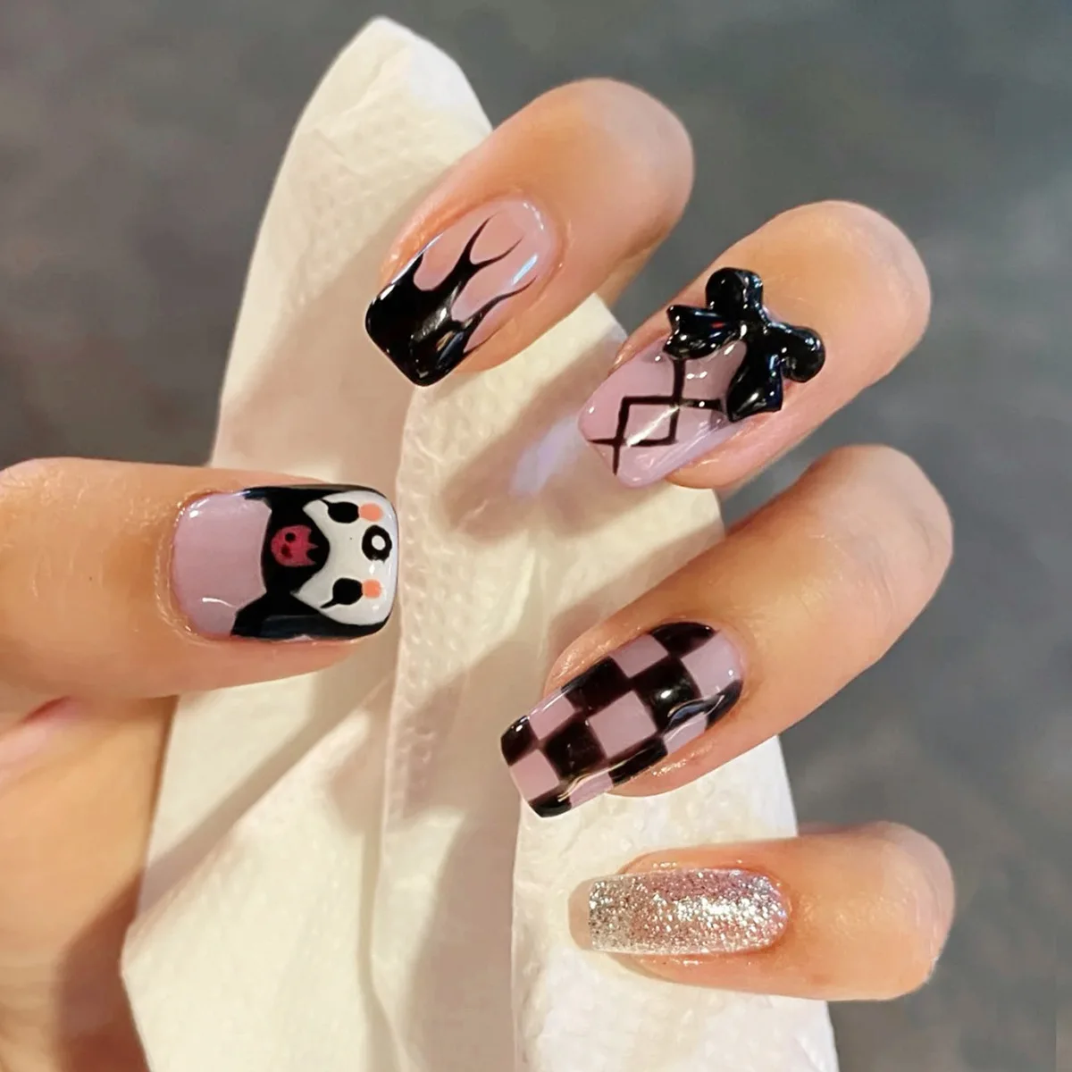 

24Pcs False Nails With Design Fake Nails Press On Nails French Tips Artifical Nails Nail Tips With 24Pcs Glue Sticker