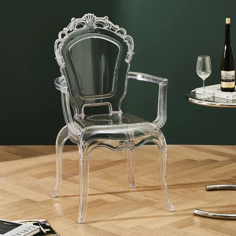 Европейский пластиковый обеденный стул скандинавский прозрачный для салона