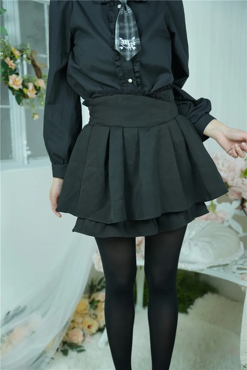 Женская кружевная мини-юбка Landmine черная короткая юбка с высокой талией в