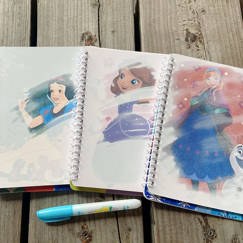 Фото Игрушки Disney, Принцесса Диана, многоразовая цветная книга Ариэль, Волшебная водная живопись, Игрушки для раннего развития детей №2