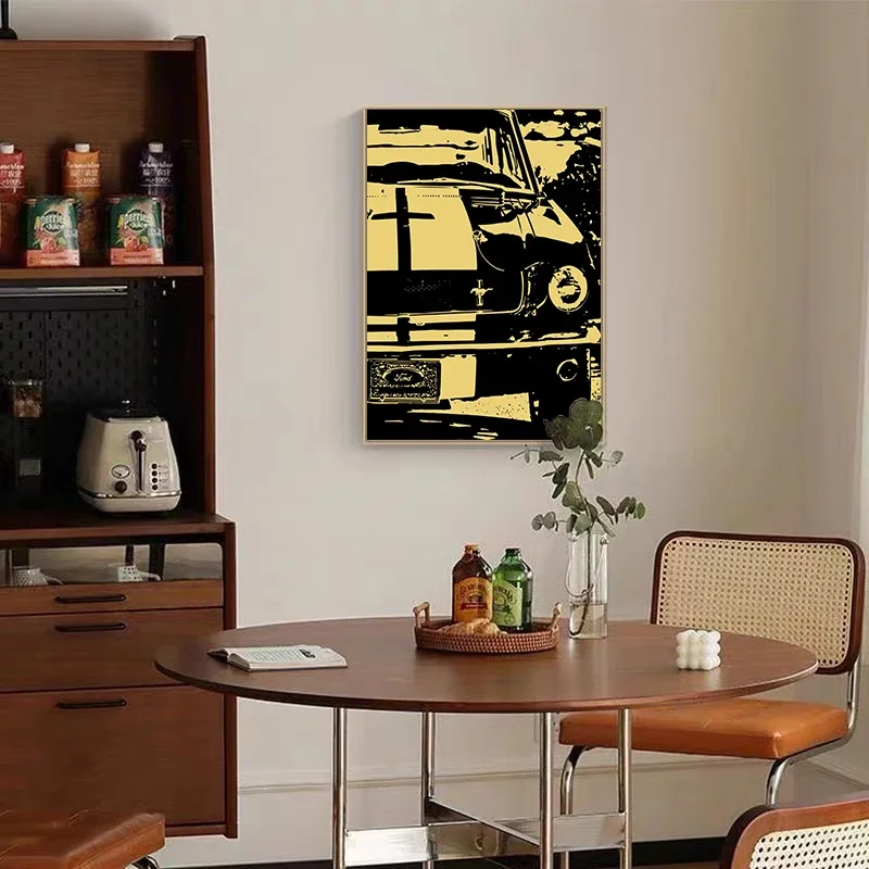 Винтажный мышечный автомобиль локомотив постер в американском стиле холст с