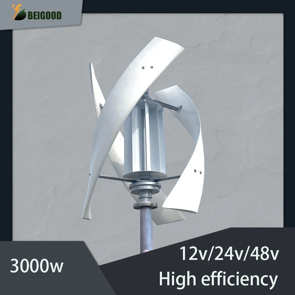 

China Factory 2000W 3000W 12V/24V/48V Vertical Axis Wind Turbines Generator 3 Blades Motor Windmill Energy Charge Home System