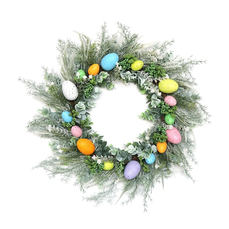 

50Cm Easter Wreath Easter Eggs Decoration Artificial Flower For Home DIY Crafts Door Hanging Garland Easter Party Decor