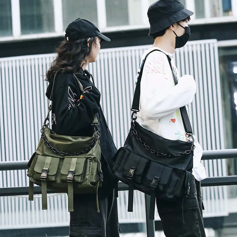 

Japan Korean style Women Shoulder Bag Men Female Double pocket Large Capacity Canvas Crossbody Bags Travel Messenger School Bag