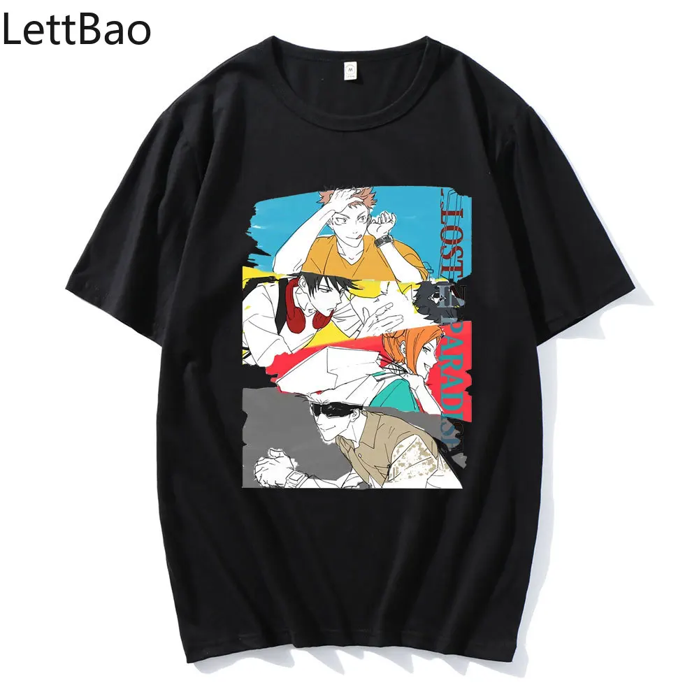 Футболка мужская хипстерская с круглым вырезом принтом манга аниме джутитусу