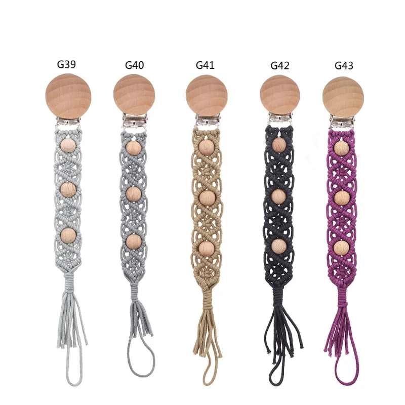 

New Baby Pacifier Clip Handmade Crochet Woven Cotton Rope Pacifier Chain Nipple