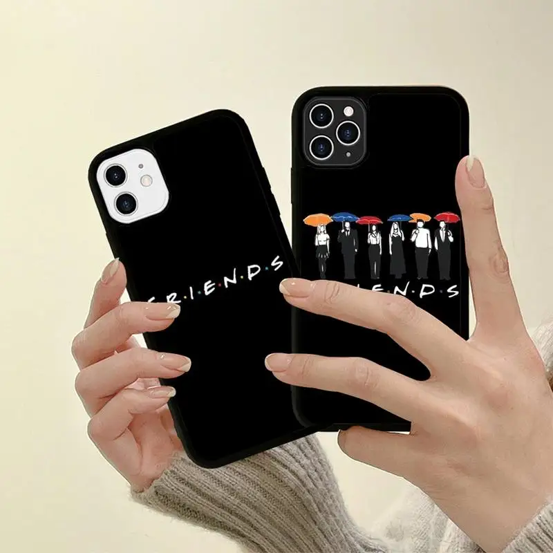 

FHNBLJ Friends tv Phone Case Silicone PC+TPU Case for iPhone 11 12 13 Pro Max 8 7 6 Plus X SE XR Hard Fundas