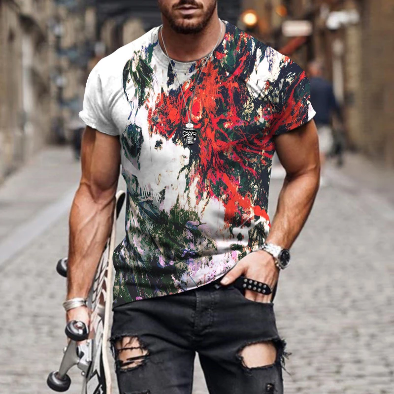 Футболка мужская/женская с коротким рукавом и цветочным принтом |