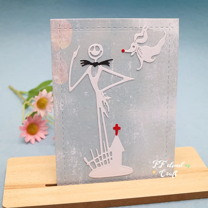 

Cutting Dies Ghost Skeleton Embossing Scrapbook Paper Frame Metal Cutting Decorative DIY Gift Craft Die Cut Halloween