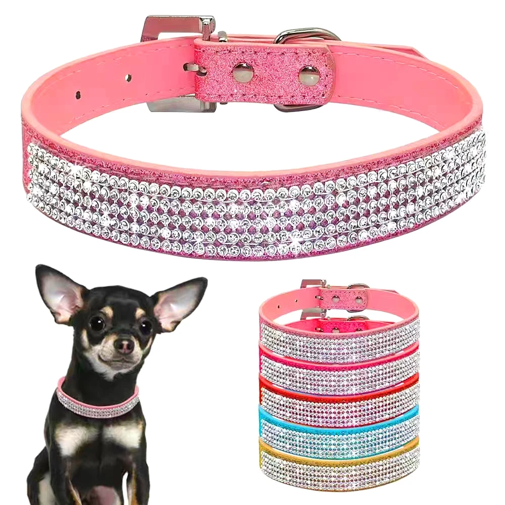 

Lash Dog Collar Pet Collar Shiny Skin Rhinestone Candy Color Cat Neck Collar Dog Accessories Pet Supplies