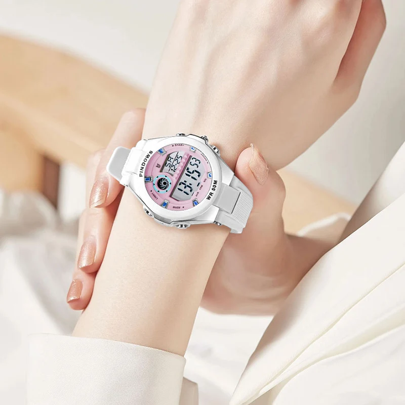 Submersible Digital Watch Women Waterproof Girl Electronic Hand Clock Student Dive Training Countdown Sport Wristwatches Ladies